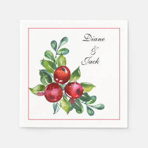 Serviette En Papier Rose et Berry Mariage de tiges d'aquarelle