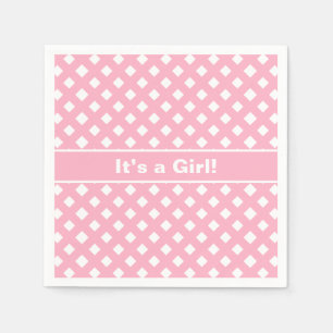 Serviette En Papier Rose et blanc C’est un Baby shower féminin
