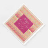 Serviette En Papier Rose Et Corail Clair (Coin)