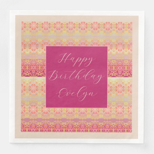 Serviette En Papier Rose Et Corail Clair (Devant)
