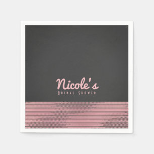 Serviette En Papier Rose et gris moderne glamour paillettes chic éléga