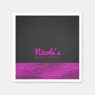 Serviette En Papier Rose et gris paillettes Glam moderne Élégant Chic
