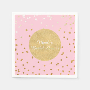 Serviette En Papier Rose et or brillant Confetti Points Chic Moderne