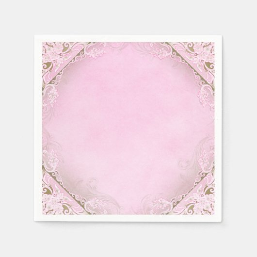 Serviette En Papier Rose et or élégants (Devant)