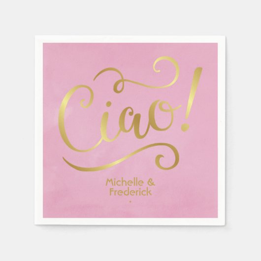 Serviette En Papier Rose et or Italien (Devant)