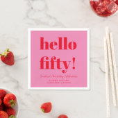 Serviette En Papier Rose et rose gras Moderne 50e Anniversaire Personn (En situation)