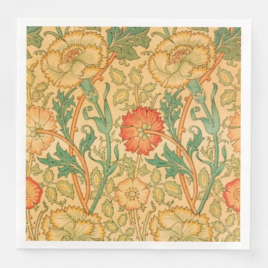 Serviette En Papier Rose et Rose par William Morris (Devant)