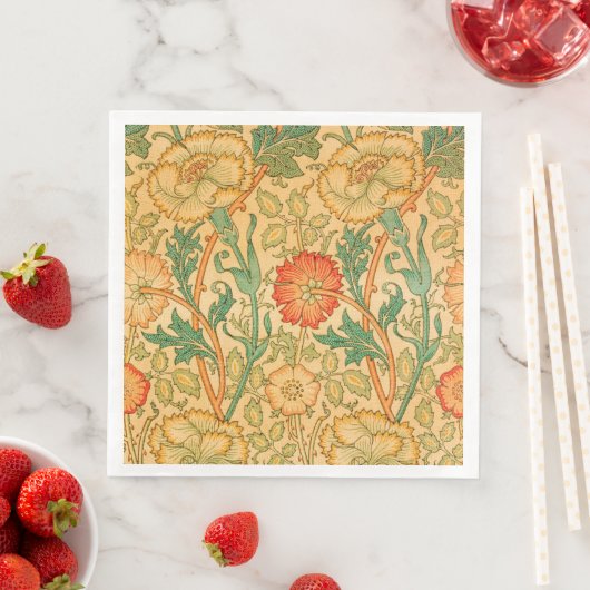 Serviette En Papier Rose et Rose par William Morris (En situation)