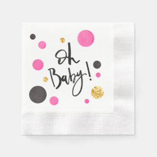 Serviette En Papier Rose et serviettes de baby shower d'or pour la