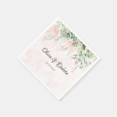 Serviette En Papier Rose et verdure Feuille Chic Mariage (Coin)