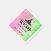Serviette en papier rose et vert de Sorcière Mécha (Coin)