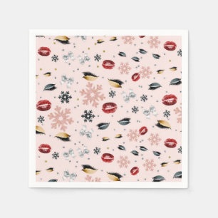 Serviette En Papier Rose Féminin Beauté Maquillage Fêtes Noël