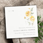 Serviette En Papier Rose Fleur de Mariage à l'Aquarelle Jaune Vert