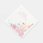 Serviette En Papier Rose Fleur Poppin Champagne Bouteilles Baby shower (Coin)