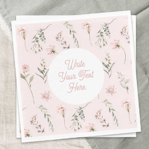 Serviette En Papier Rose Fleur sauvage Sage Vert verdure Aquarelle