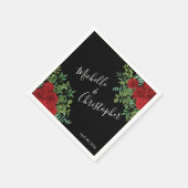 Serviette En Papier Rose Floral Black et Red Peony Mariage (Coin)