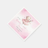 Serviette En Papier Rose Floral Boho Teddy Bear fille baby shower (Coin)
