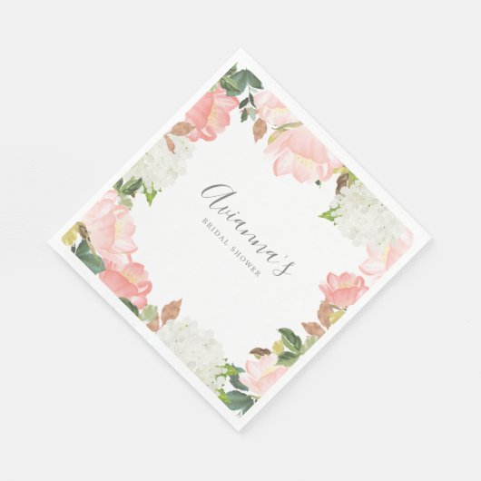 Serviette En Papier Rose Floral Botanique Jolie Fête de Mariage (Coin)