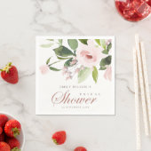 SERVIETTE EN PAPIER ROSE FLORAL DOUX SUBTIL PÊCHE POUR MARIAGE (En situation)