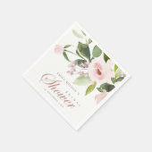 SERVIETTE EN PAPIER ROSE FLORAL DOUX SUBTIL PÊCHE POUR MARIAGE (Coin)