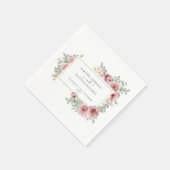 Serviette En Papier Rose Floral Dusty Elegant Gold Frame (Coin)