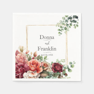 Serviette En Papier Rose Floral Eucalyptus Mariage