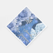 Serviette En Papier Rose florale argentée bleue pour l'anniversaire d' (Coin)