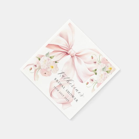 Serviette en papier rose florale pour mariage (Coin)