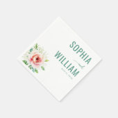 Serviette En Papier Rose Florale Sarcelle Sérène (Coin)