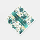 Serviette En Papier Rose florale verte sarcelle romantique crème (Coin)