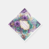 Serviette En Papier Rose Florale Violette Diplômé (Coin)