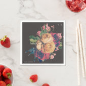 Serviette En Papier Rose foncé Botanique Pied Mariage table (En situation)