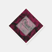 Serviette En Papier Rose foncé magenta rouge bordeaux (Coin)
