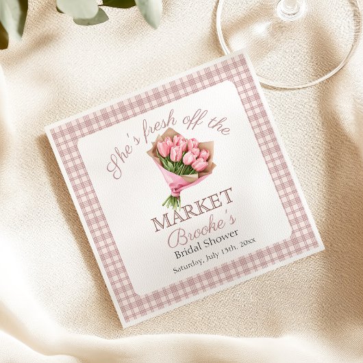 Serviette En Papier Rose Fraîchement sortie du pays Marché Mariage