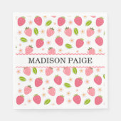 Serviette en papier rose fraise mignonne pour l'an (Devant)