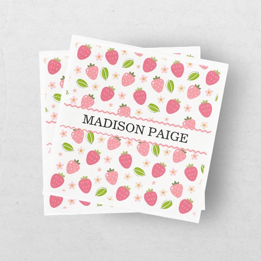 Serviette en papier rose fraise mignonne pour l'an