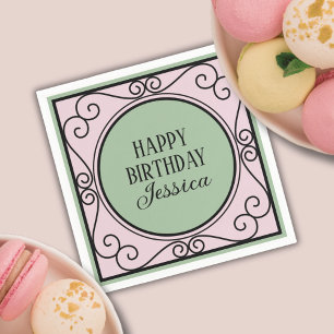 Serviette En Papier Rose Français Paris thème fille Anniversaire Papie