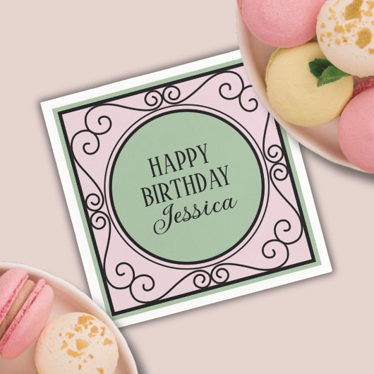 Serviette En Papier Rose Français Paris thème fille Anniversaire Papie