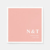 Serviette En Papier rose-fusée monogramme (Devant)