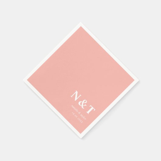 Serviette En Papier rose-fusée monogramme (Coin)