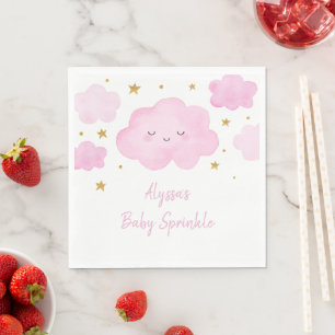 Serviette En Papier Rose Girl Cloud Stars Baby Sprinkl