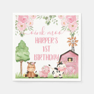 Serviette En Papier Rose Girls Floral Farm Anniversaire Papier de fête