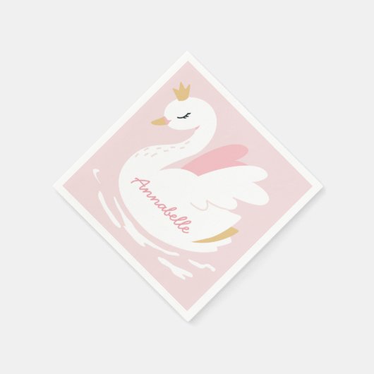 Serviette En Papier Rose girly mignon cygne élégant anniversaire perso (Coin)