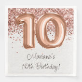 Serviette En Papier Rose Gold 10e fête d'anniversaire (Devant)