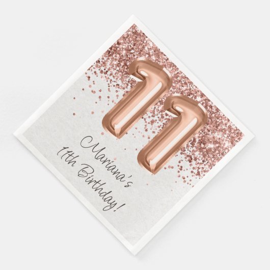Serviette En Papier Rose Gold 11e fête d'anniversaire (Coin)