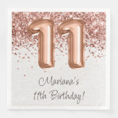 Serviette En Papier Rose Gold 11e fête d'anniversaire (Devant)