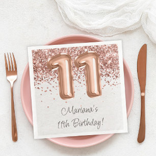 Serviette En Papier Rose Gold 11e fête d'anniversaire