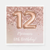 Serviette En Papier Rose Gold 12e fête d'anniversaire (Devant)