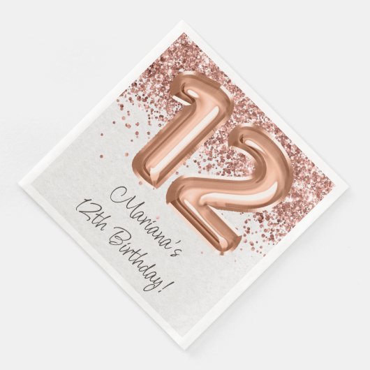 Serviette En Papier Rose Gold 12e fête d'anniversaire (Coin)