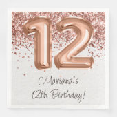 Serviette En Papier Rose Gold 12e fête d'anniversaire (Devant)